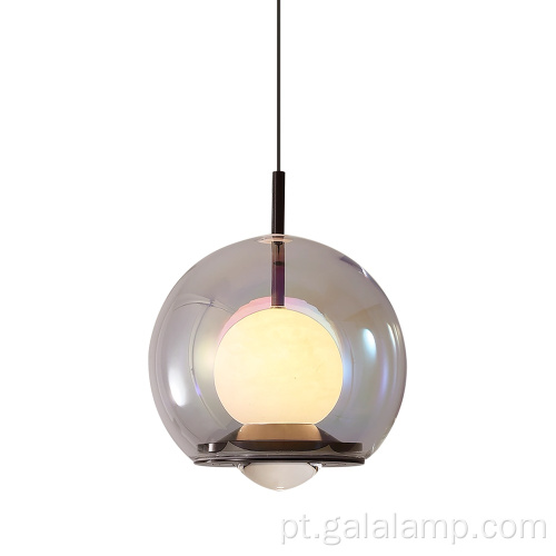Globo LED moderno de vidro fumê de dupla camada